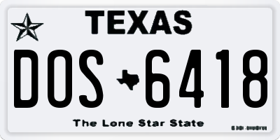 TX license plate DOS6418
