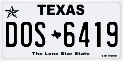 TX license plate DOS6419