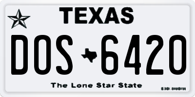 TX license plate DOS6420