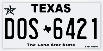 TX license plate DOS6421