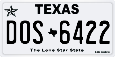 TX license plate DOS6422