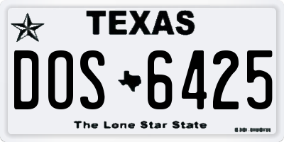 TX license plate DOS6425