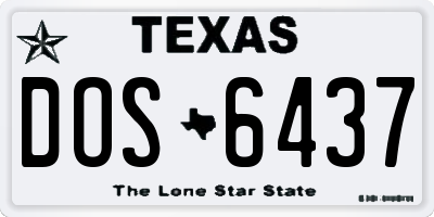 TX license plate DOS6437