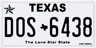 TX license plate DOS6438