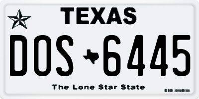 TX license plate DOS6445