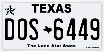 TX license plate DOS6449
