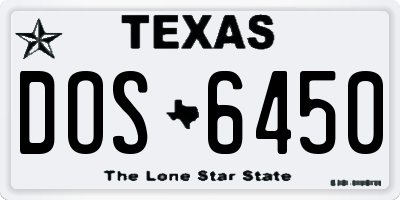 TX license plate DOS6450