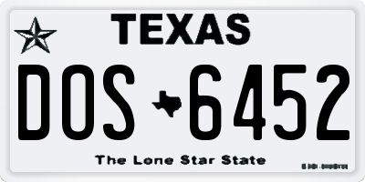 TX license plate DOS6452