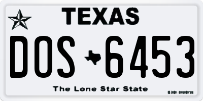 TX license plate DOS6453