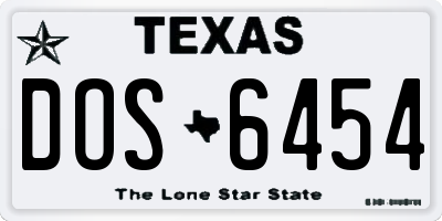 TX license plate DOS6454