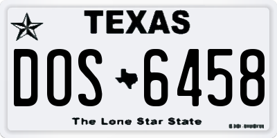 TX license plate DOS6458