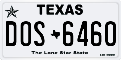 TX license plate DOS6460
