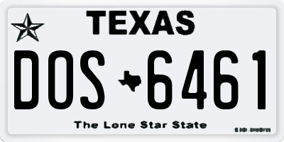 TX license plate DOS6461