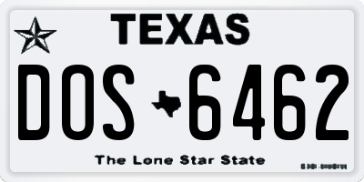 TX license plate DOS6462