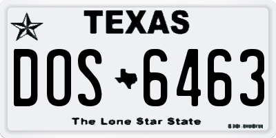 TX license plate DOS6463