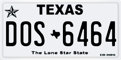 TX license plate DOS6464