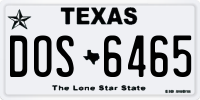 TX license plate DOS6465