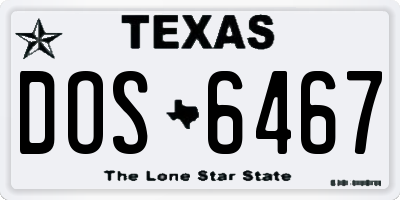 TX license plate DOS6467