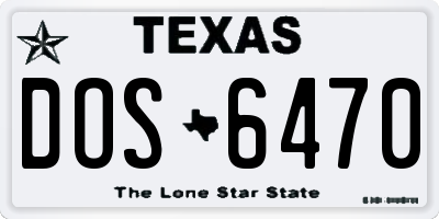 TX license plate DOS6470