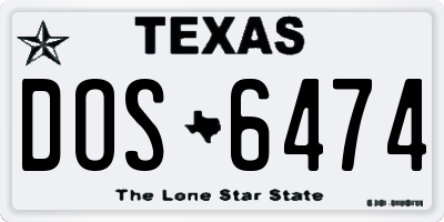 TX license plate DOS6474