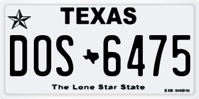TX license plate DOS6475
