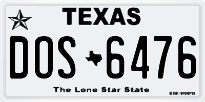 TX license plate DOS6476