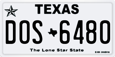 TX license plate DOS6480