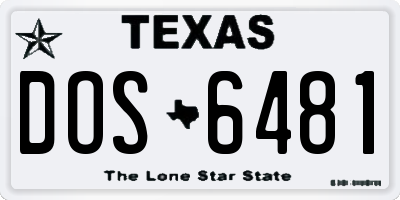 TX license plate DOS6481