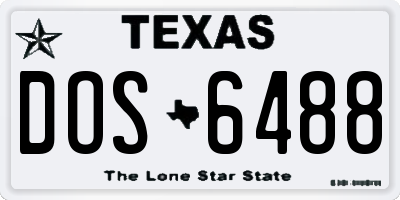 TX license plate DOS6488