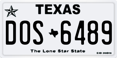 TX license plate DOS6489