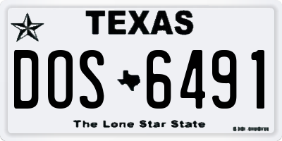 TX license plate DOS6491