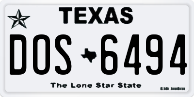 TX license plate DOS6494