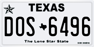 TX license plate DOS6496