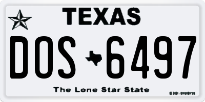 TX license plate DOS6497