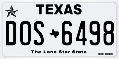 TX license plate DOS6498