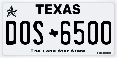 TX license plate DOS6500