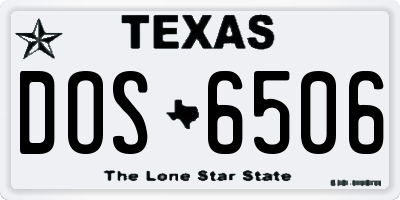 TX license plate DOS6506