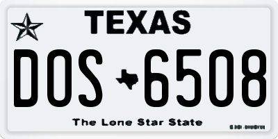 TX license plate DOS6508