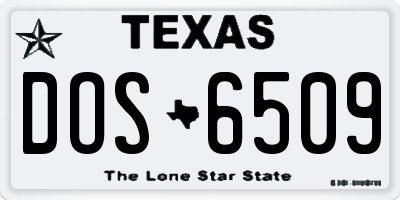 TX license plate DOS6509