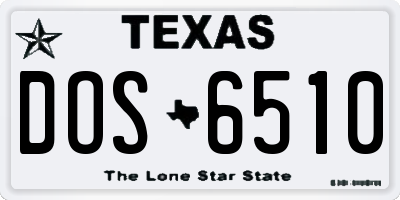 TX license plate DOS6510
