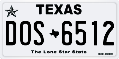 TX license plate DOS6512