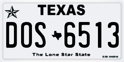 TX license plate DOS6513