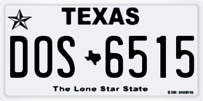 TX license plate DOS6515