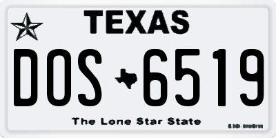 TX license plate DOS6519