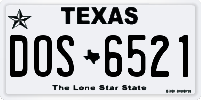 TX license plate DOS6521