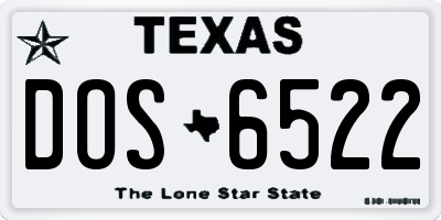 TX license plate DOS6522