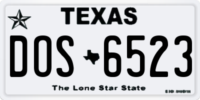 TX license plate DOS6523