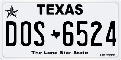 TX license plate DOS6524