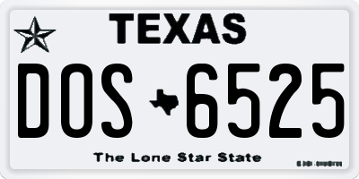 TX license plate DOS6525