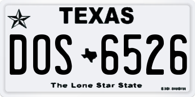 TX license plate DOS6526